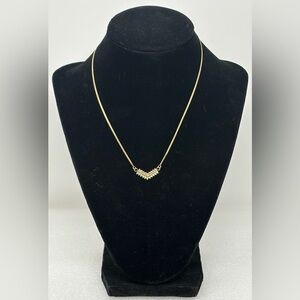 14K Italian Gold Diamond Chevron Bar Necklace | 20 Diamonds | 16”